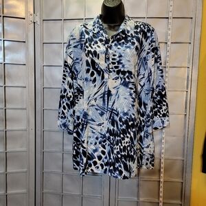 Christopher & Banks XL blue and white blouse